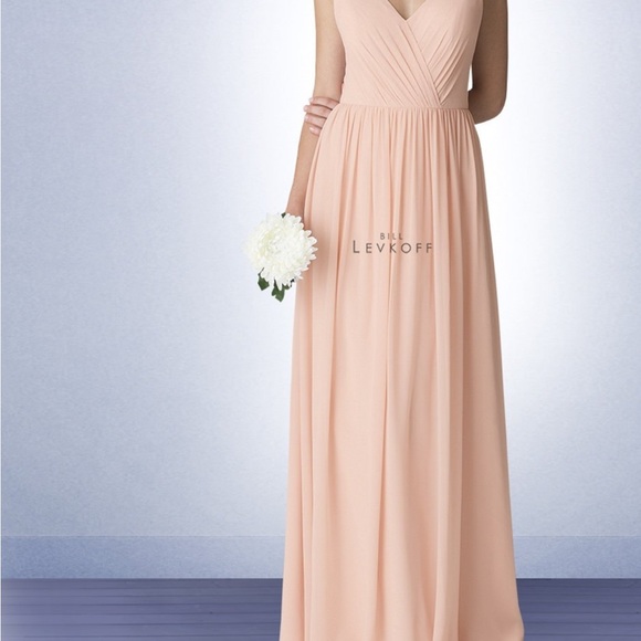 Bill Levkoff Shell Pink Bridesmaid Dress style #1273 - Picture 3 of 7